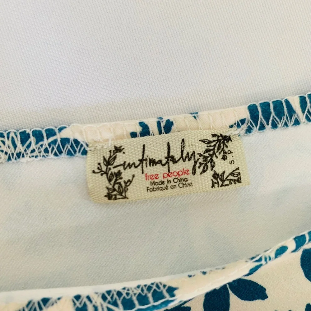 Free People Bodysuit Women S Cream Blue Floral One Shoulder Puff‎ Sleeve Boho - Picture 5 of 12